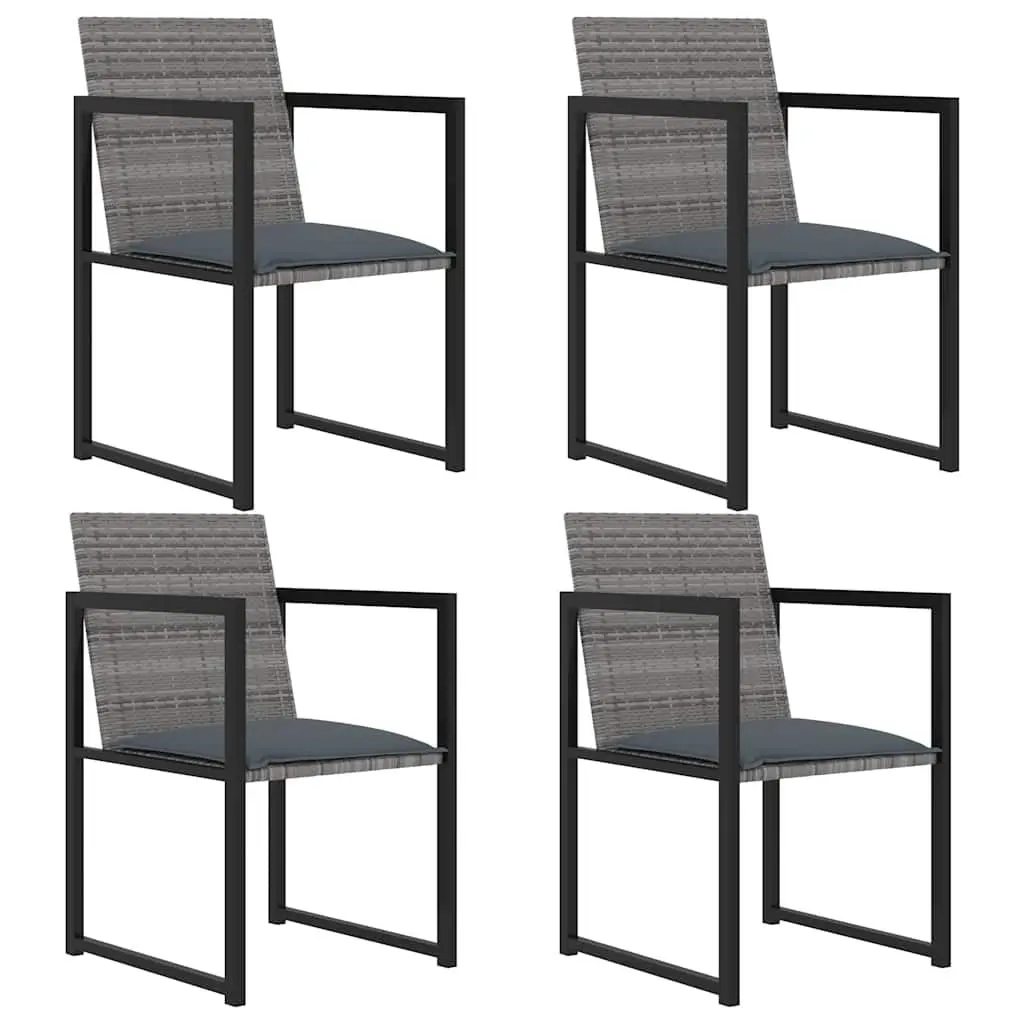 5 Piece Patio Furniture Set Grey Rattan Chairs with Table and Cushions Lightweight PE Rattan Construction Powder-Coated Steel Frames