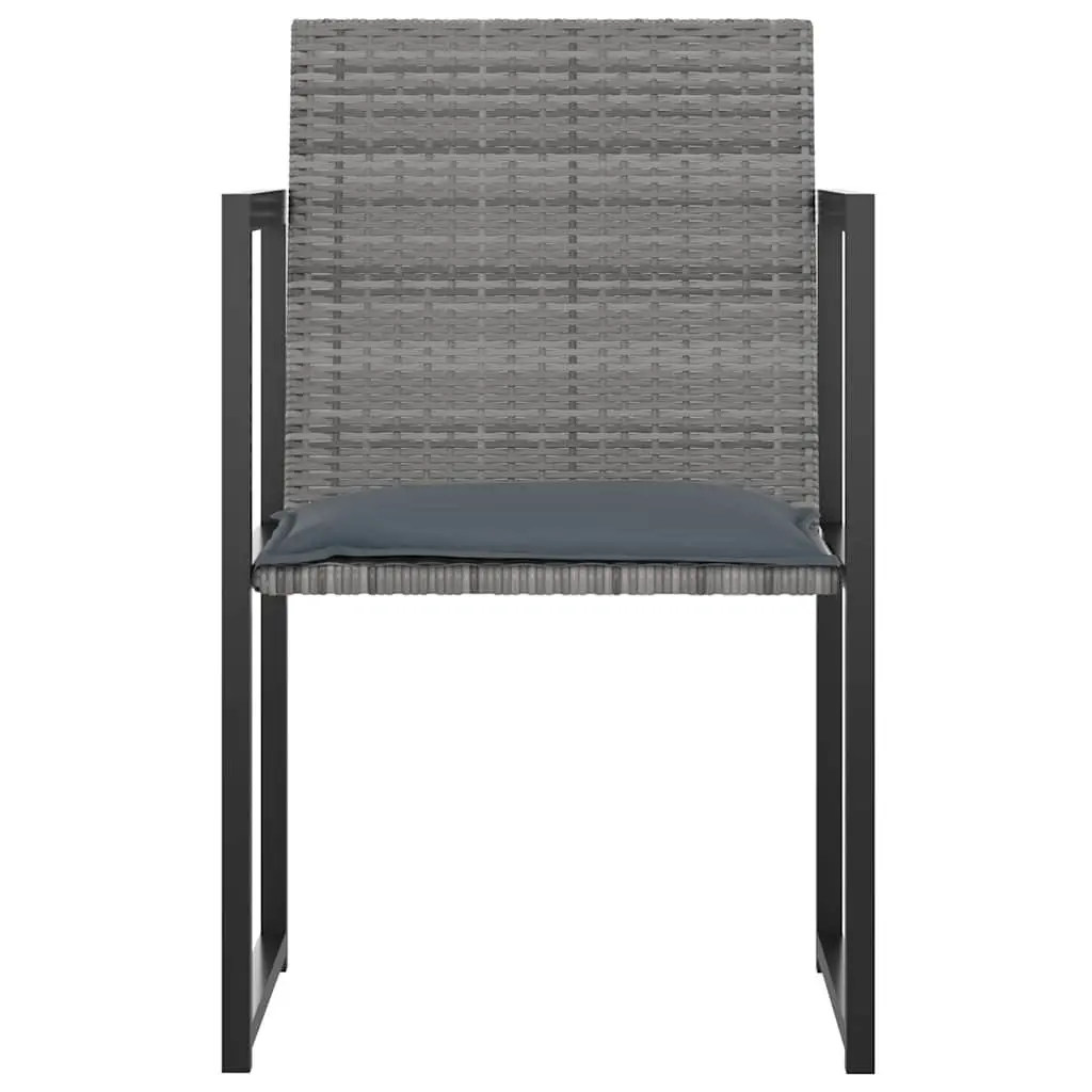 5 Piece Patio Furniture Set Grey Rattan Chairs with Table and Cushions Lightweight PE Rattan Construction Powder-Coated Steel Frames