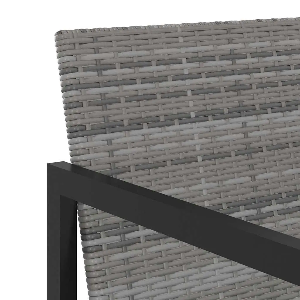 5 Piece Patio Furniture Set Grey Rattan Chairs with Table and Cushions Lightweight PE Rattan Construction Powder-Coated Steel Frames