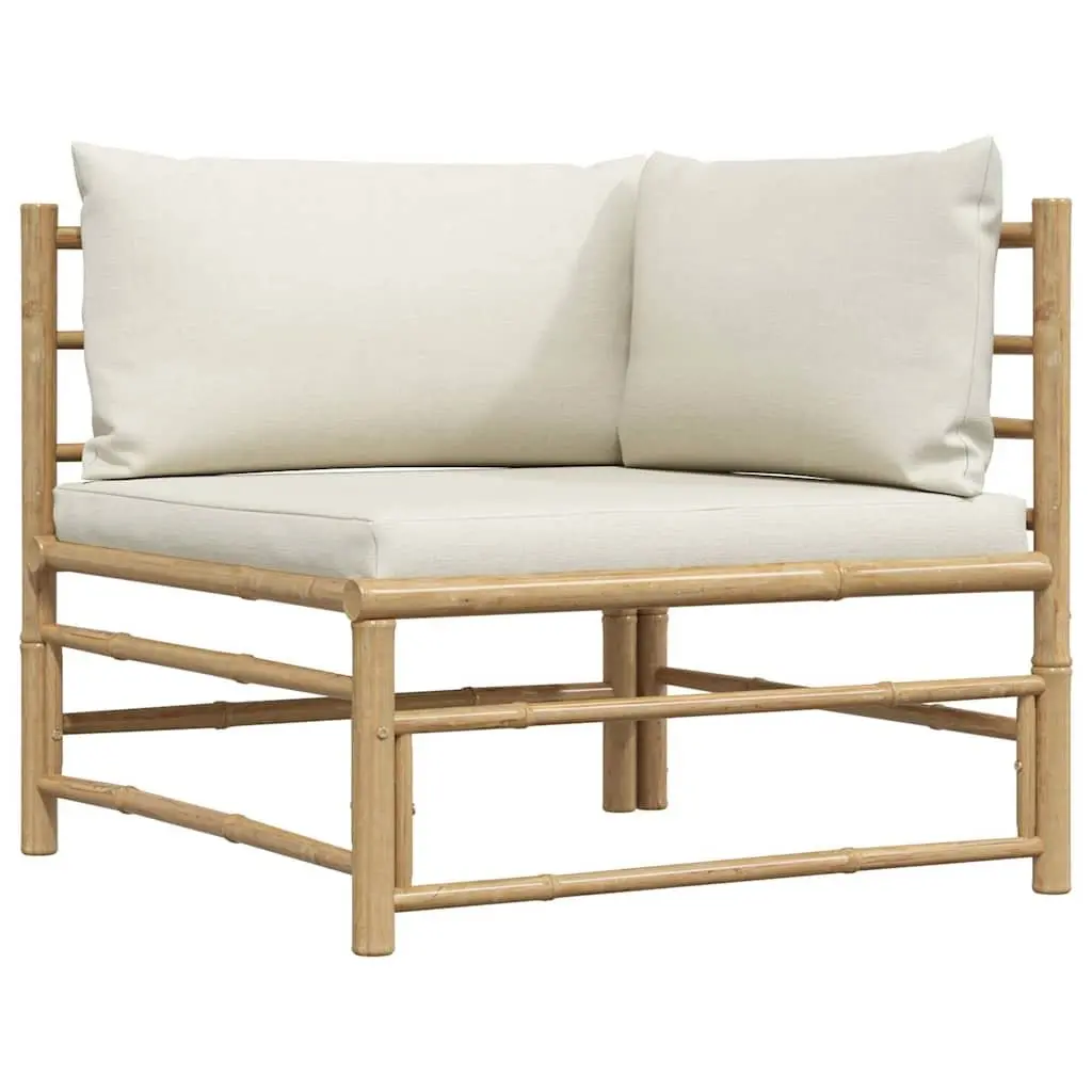 Garden Corner Sofa Modular Bamboo Cream White Cushions