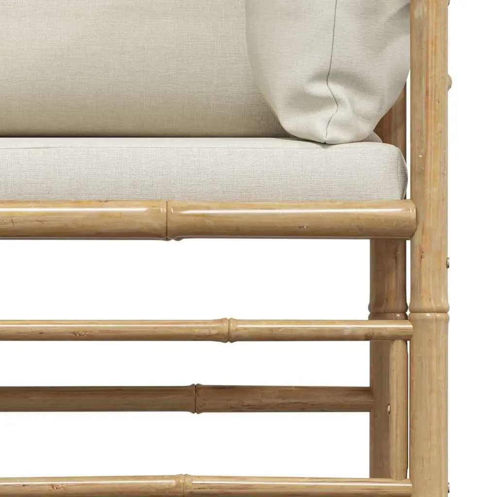 Garden Corner Sofa Modular Bamboo Cream White Cushions