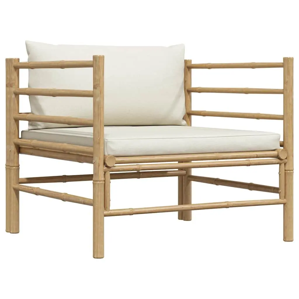 Garden Sofa Bamboo Modular Cream White Cushions Outdoor Patio Lounge Seat