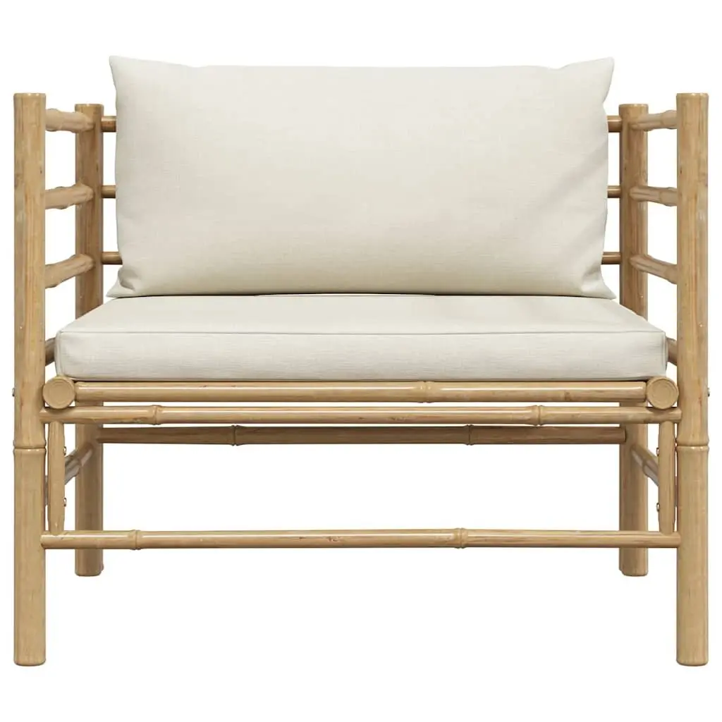 Garden Sofa Bamboo Modular Cream White Cushions Outdoor Patio Lounge Seat