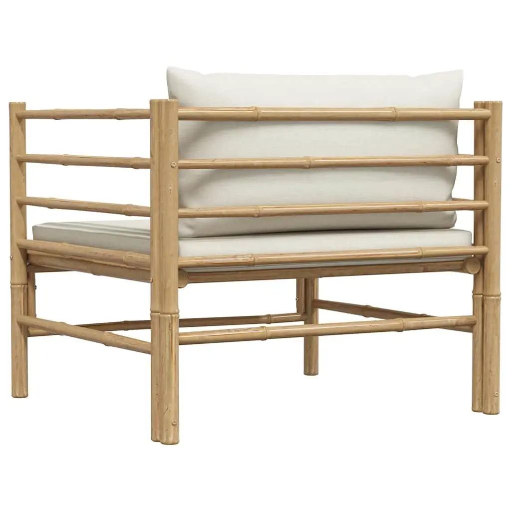 Garden Sofa Bamboo Modular Cream White Cushions Outdoor Patio Lounge Seat