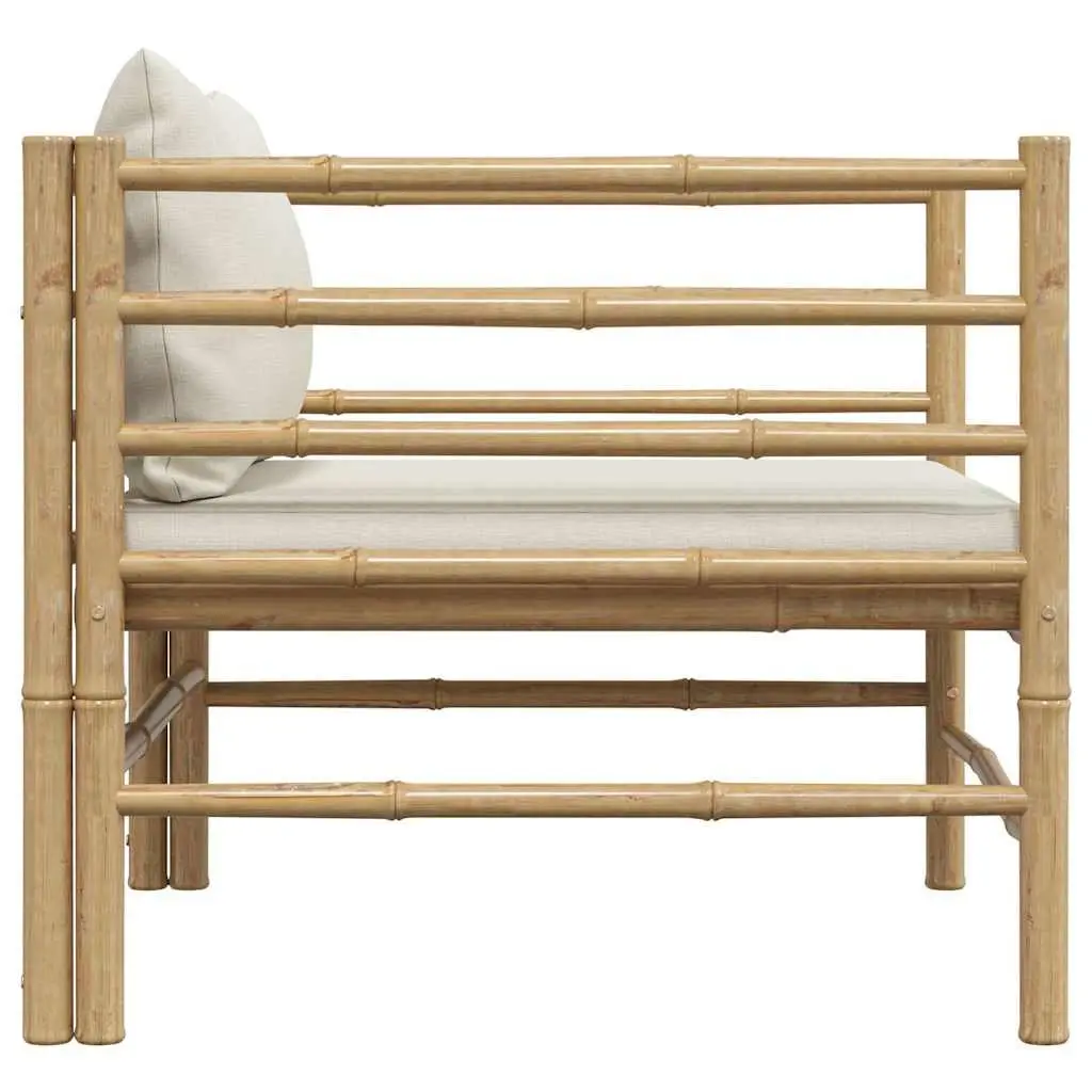 Garden Sofa Bamboo Modular Cream White Cushions Outdoor Patio Lounge Seat