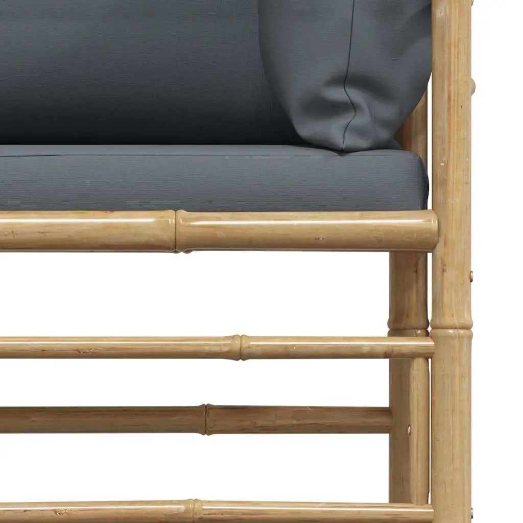 2 Piece Modular Bamboo Outdoor Lounge Set with Dark Grey Cushions