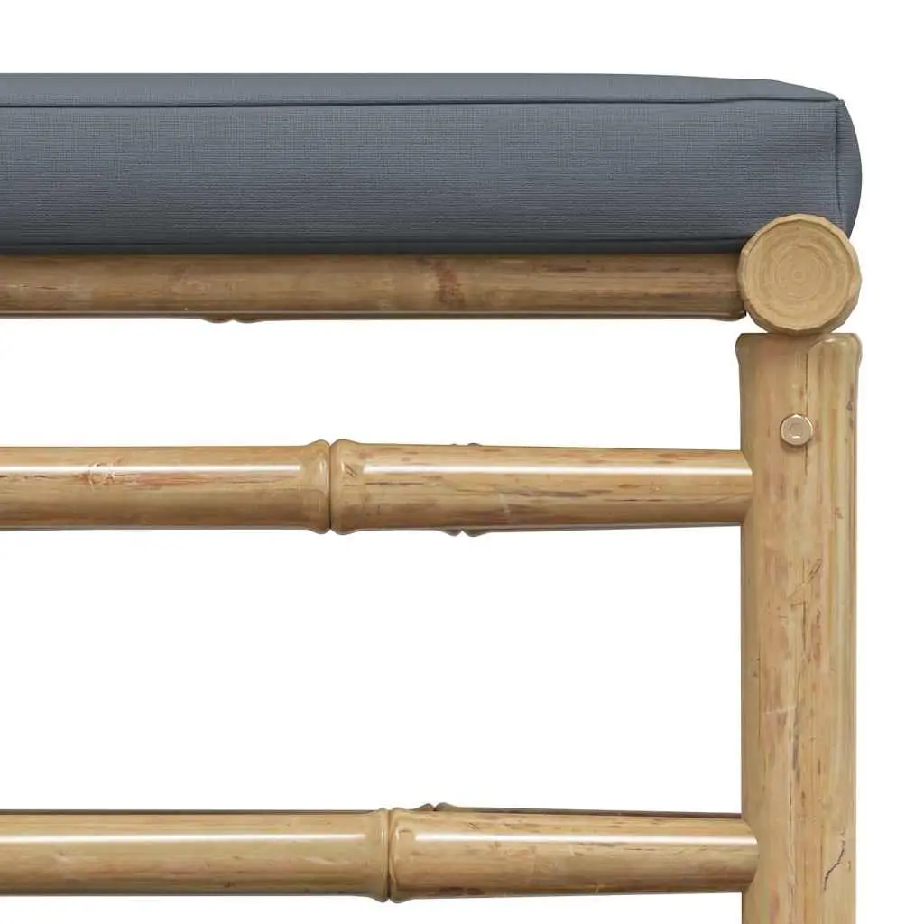 Garden Footrest Ottoman Bamboo Frame Grey Cushion Outdoor Patio Seating