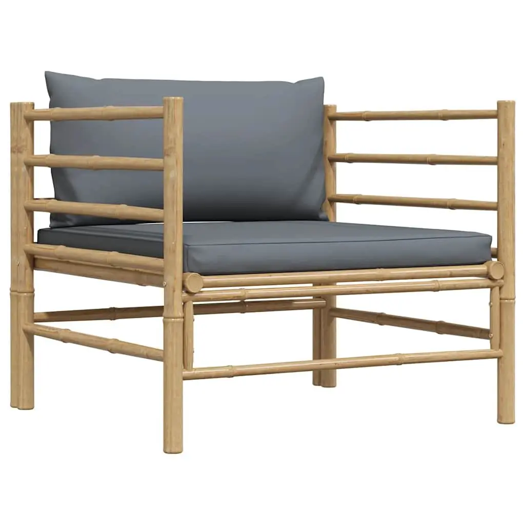 Modular Outdoor Lounge Seating Bamboo Garden Sofa with Cushions Dark Grey