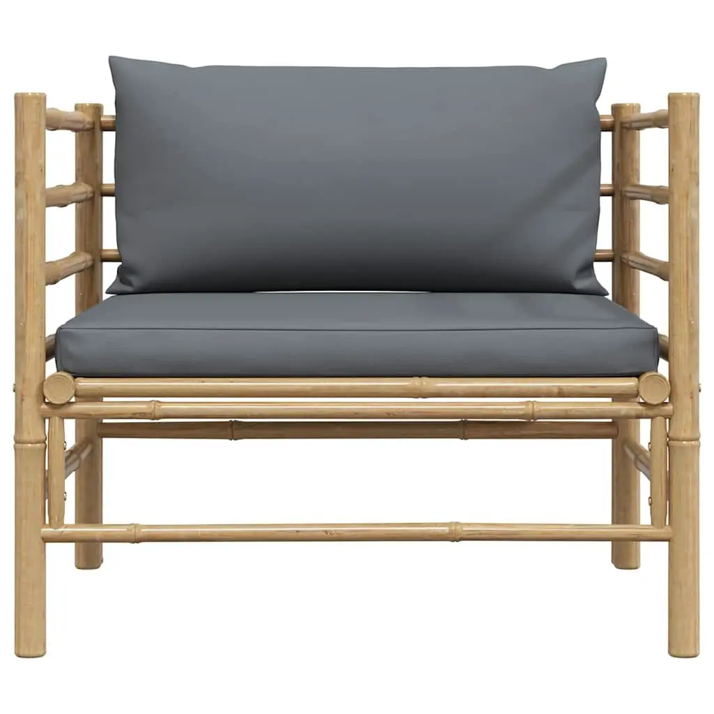 Modular Outdoor Lounge Seating Bamboo Garden Sofa with Cushions Dark Grey