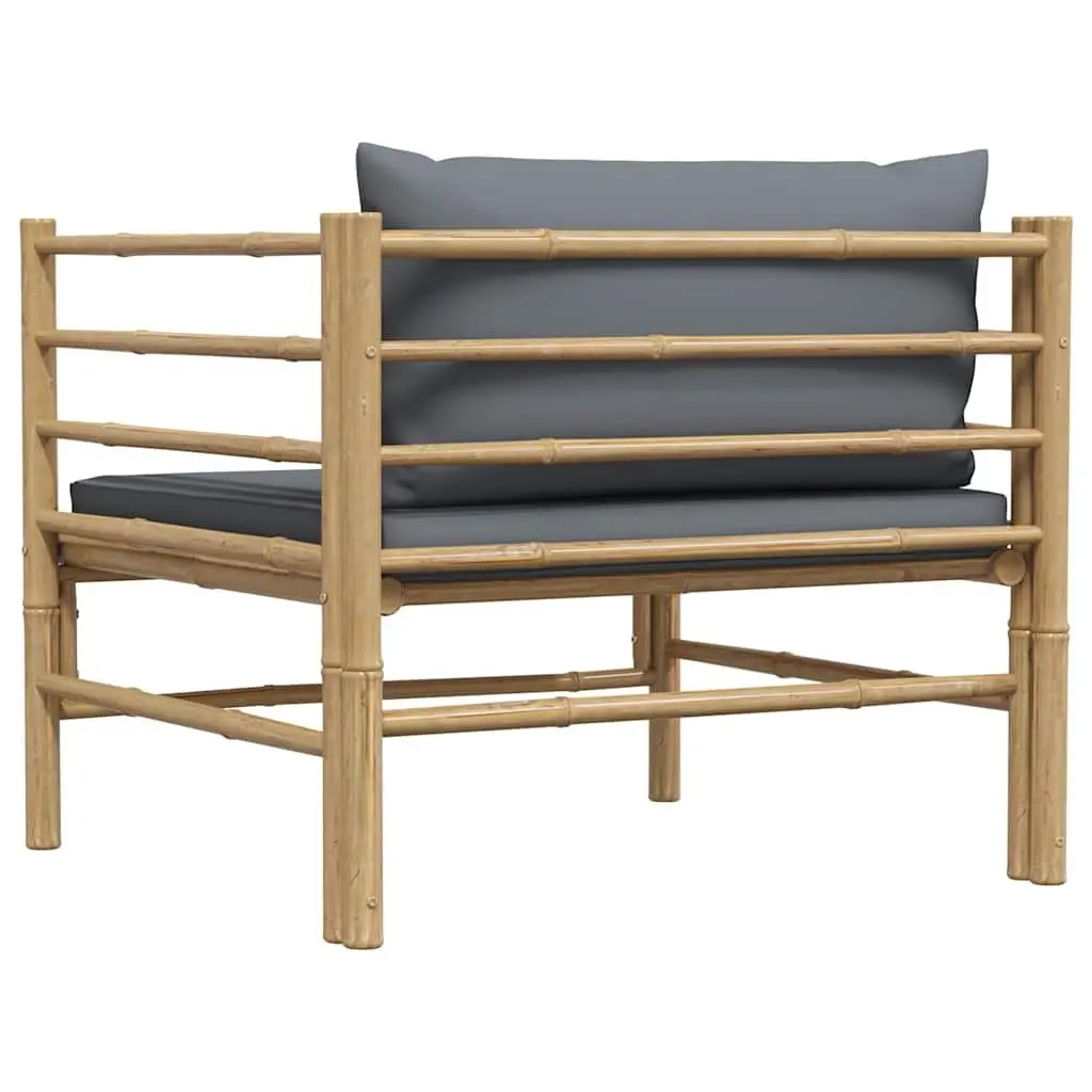 Modular Outdoor Lounge Seating Bamboo Garden Sofa with Cushions Dark Grey