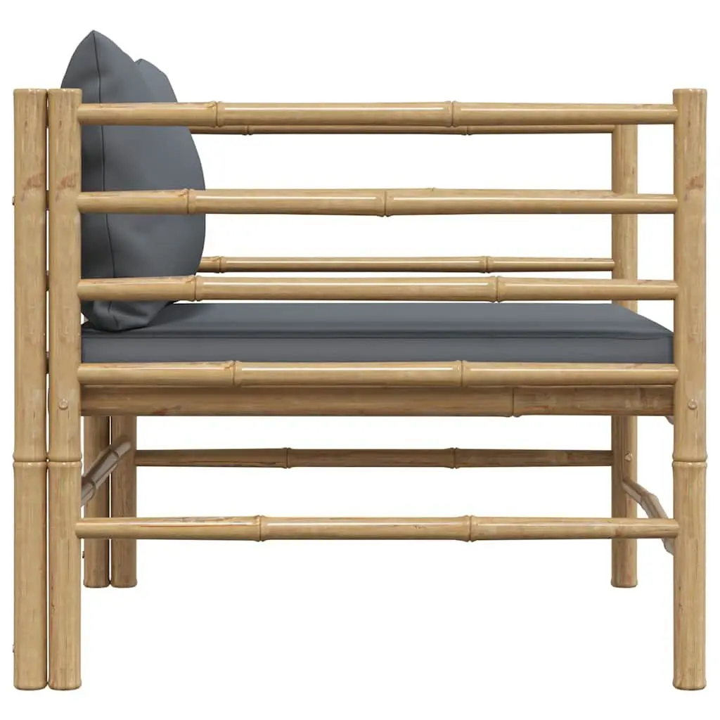 Modular Outdoor Lounge Seating Bamboo Garden Sofa with Cushions Dark Grey