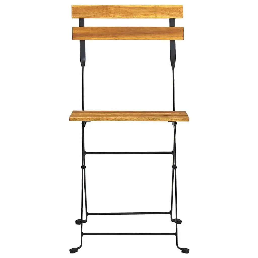 Folding Bistro Chairs Set of 4 Brown Solid Wood Garden Patio Seating