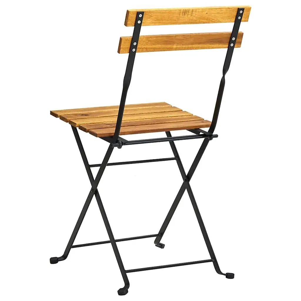 Folding Bistro Chairs Set of 4 Brown Solid Wood Garden Patio Seating