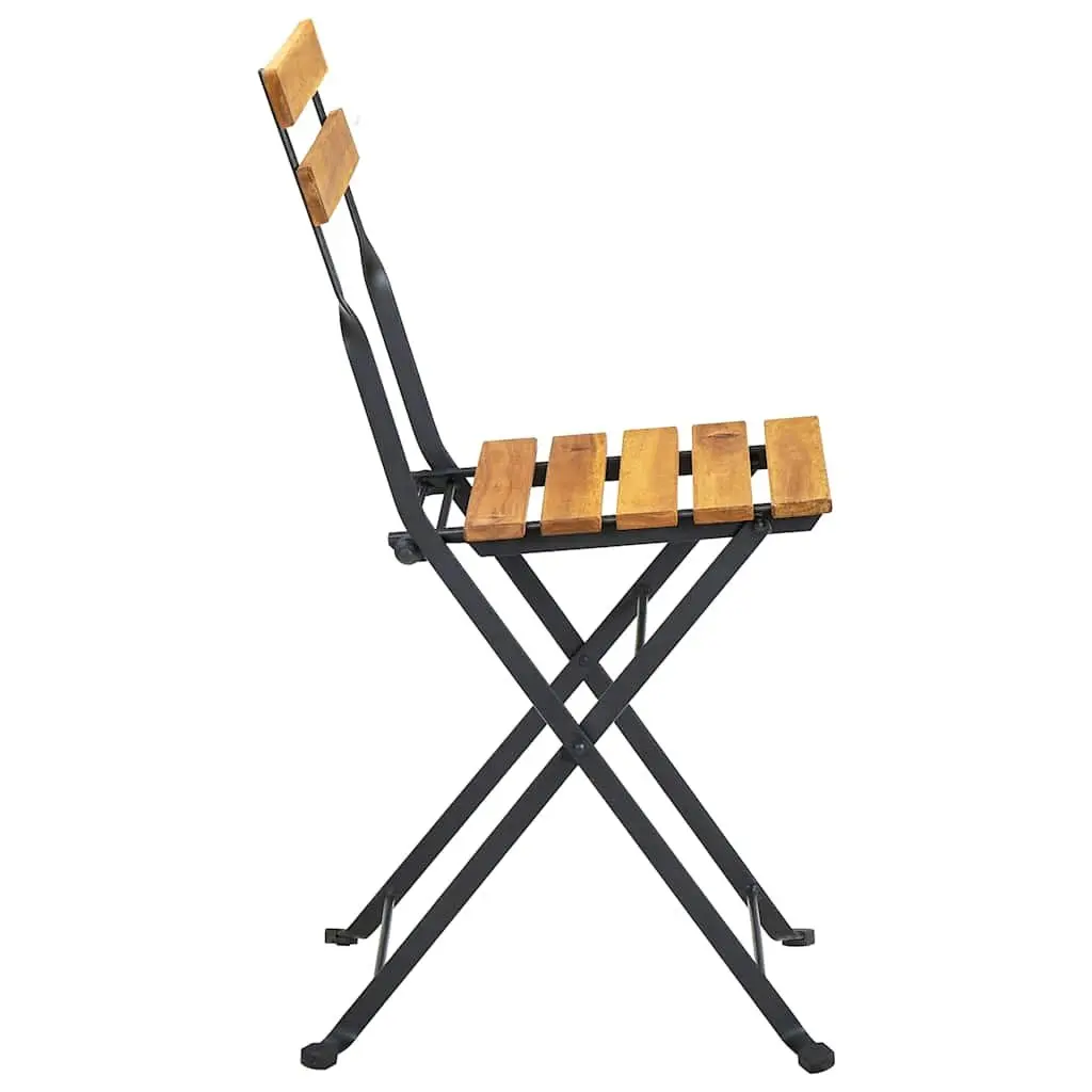 Folding Bistro Chairs Set of 4 Brown Solid Wood Garden Patio Seating