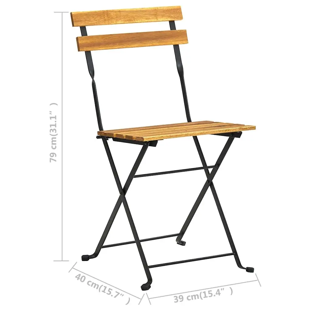 Folding Bistro Chairs Set of 4 Brown Solid Wood Garden Patio Seating