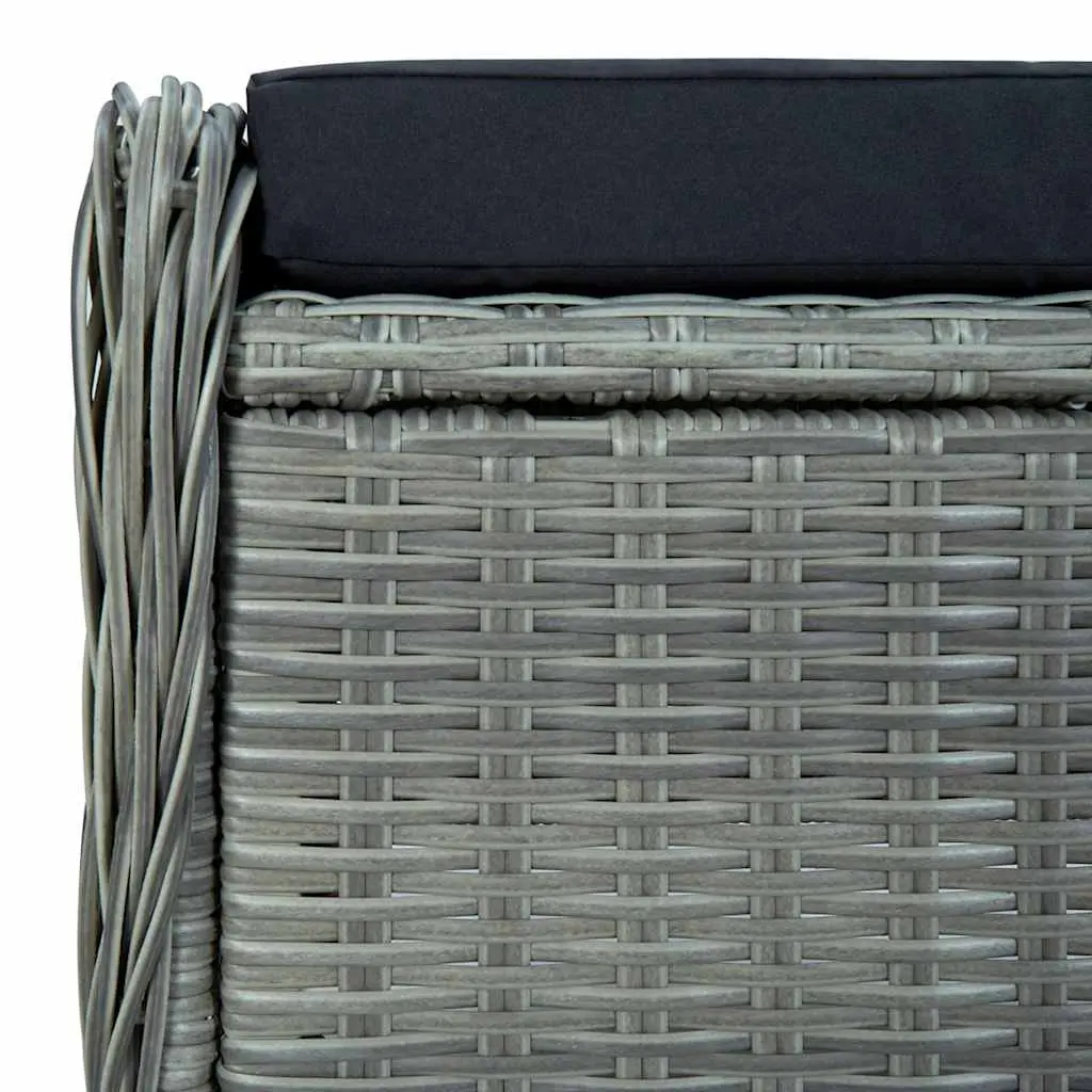 Reclining Garden Chair Poly Rattan with Footstool Grey Powder-coated Steel