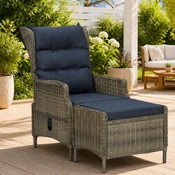 Comfortable Reclining Chair with Footstool for Outdoor Use