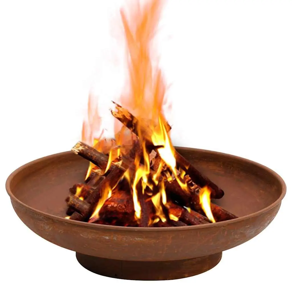 Fire Pit Steel 57 cm Brown Garden Patio Heater Outdoor Fireplace Bowl