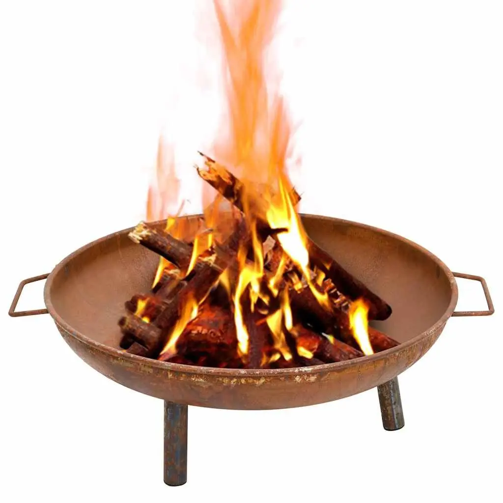 Fire Pit Steel 67.5x58x22.5 cm Brown Outdoor Heating Decorative Bowl