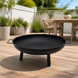Fire Pit 67.5x58x22.5 cm Garden Patio Outdoor Steel Black Bowl Heating