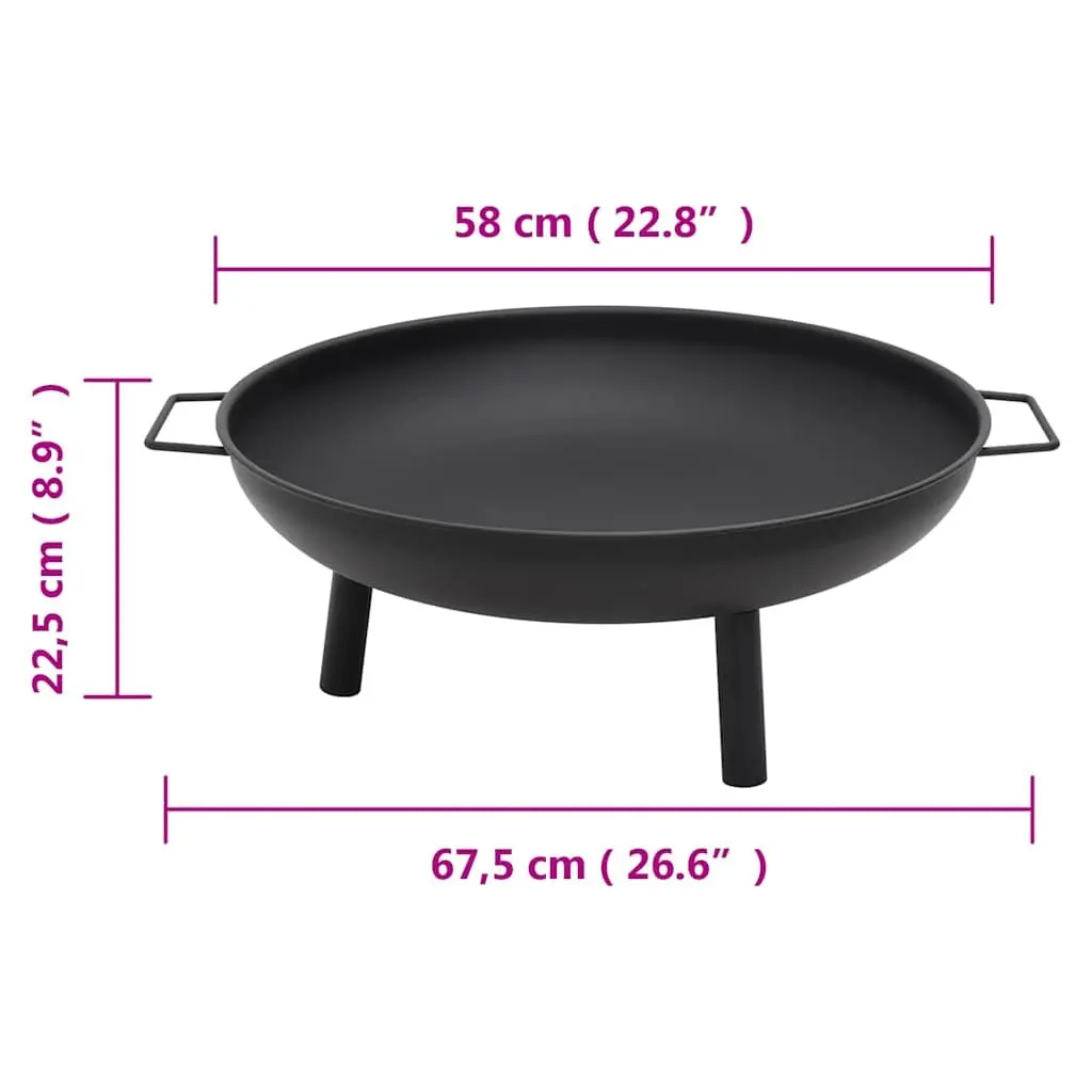 Fire Pit Steel 67.5x58x22.5 cm Black Bowl Outdoor Garden Patio Heating