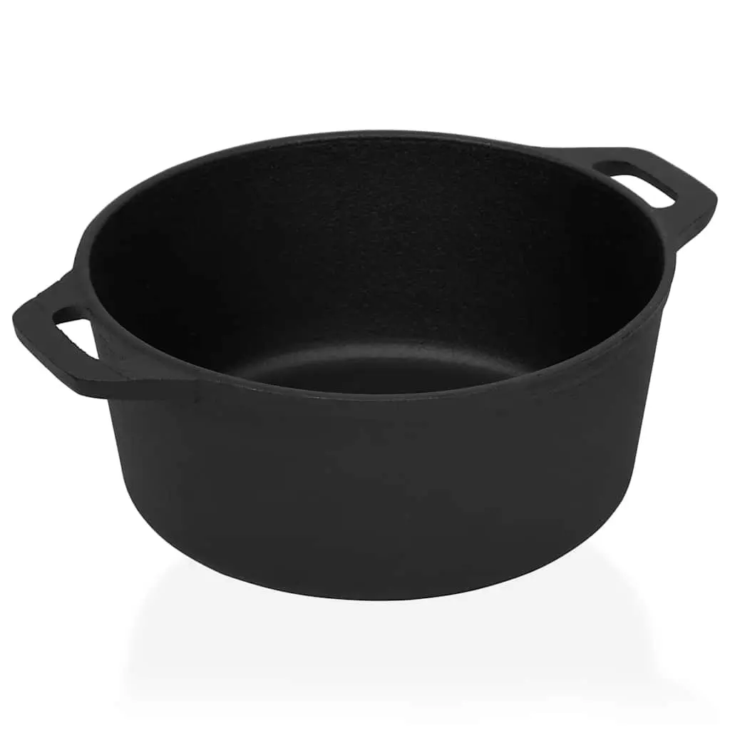 Cast Iron Stock Pot 26.5cm Black Cookware for Stews Casseroles Baking and Cooking