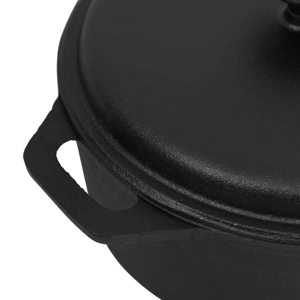 Cast Iron Stock Pot 26.5cm Black Cookware for Stews Casseroles Baking and Cooking