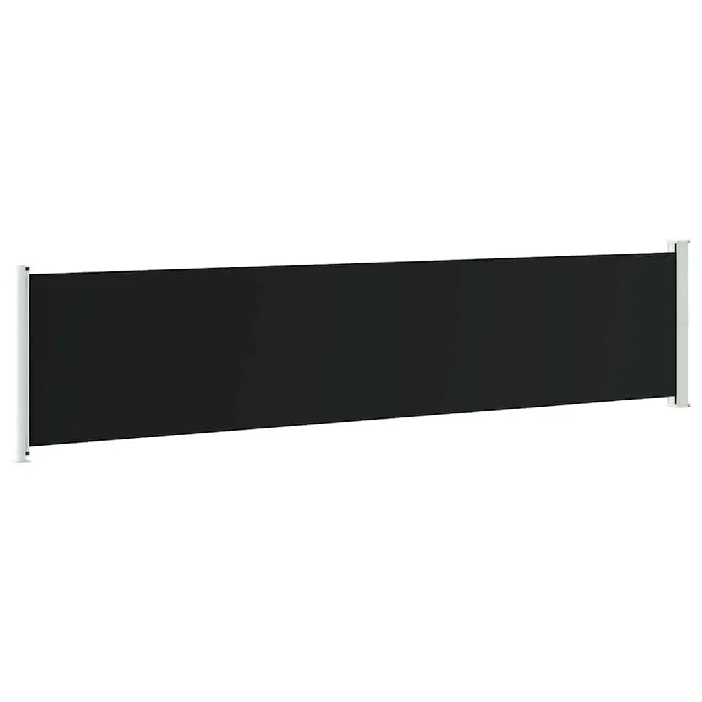 Retractable Awning Privacy Shade Screen 140x600cm Black UV Resistant Water Resistant Tear Resistant Polyester Steel Outdoor Garden