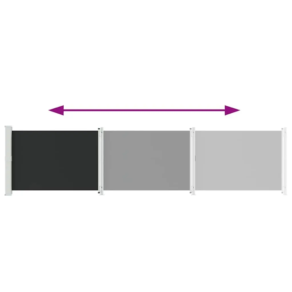 Retractable Awning Privacy Shade Screen 140x600cm Black UV Resistant Water Resistant Tear Resistant Polyester Steel Outdoor Garden
