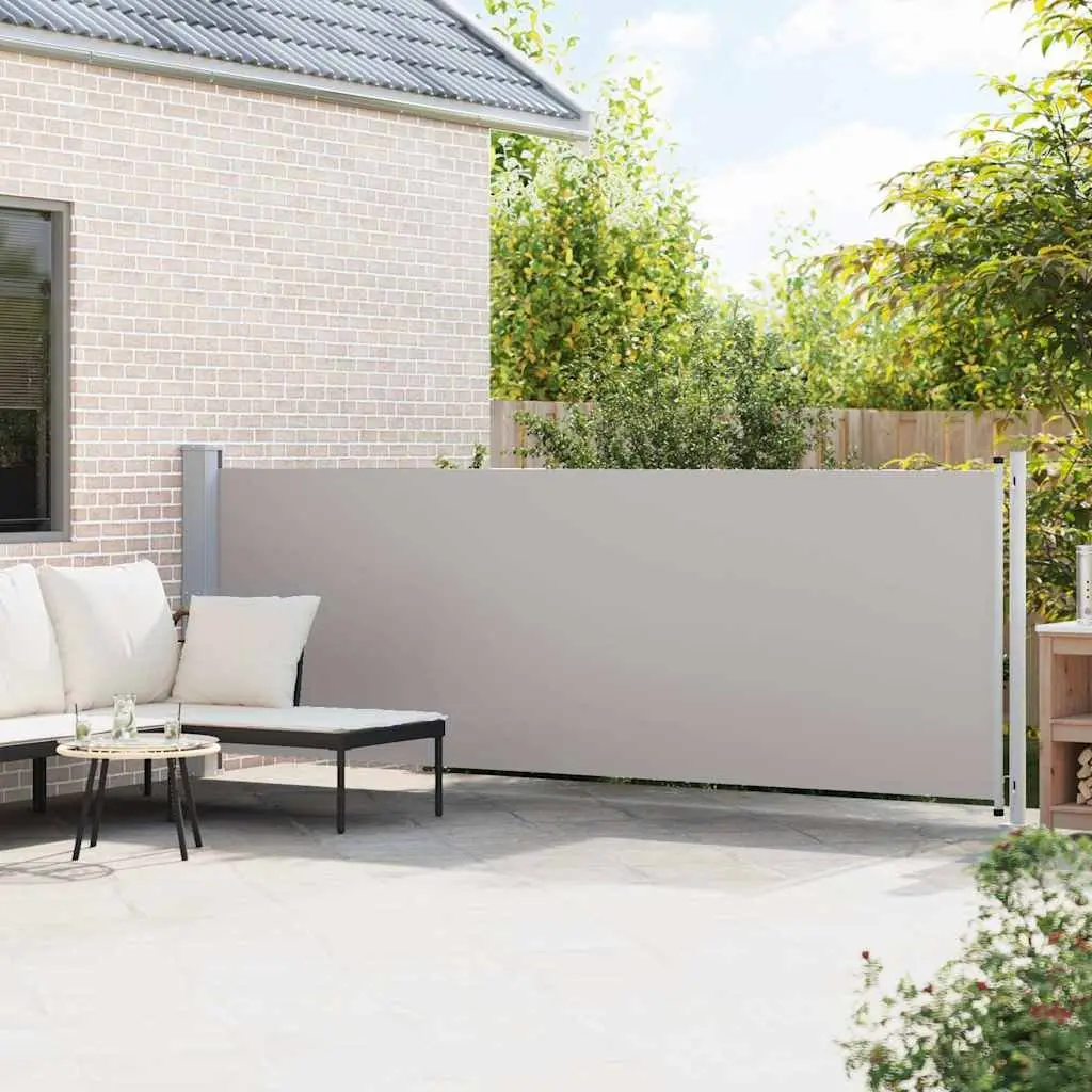 Retractable Side Awning Steel 140x600cm Grey Outdoor Sunshade Privacy Screen