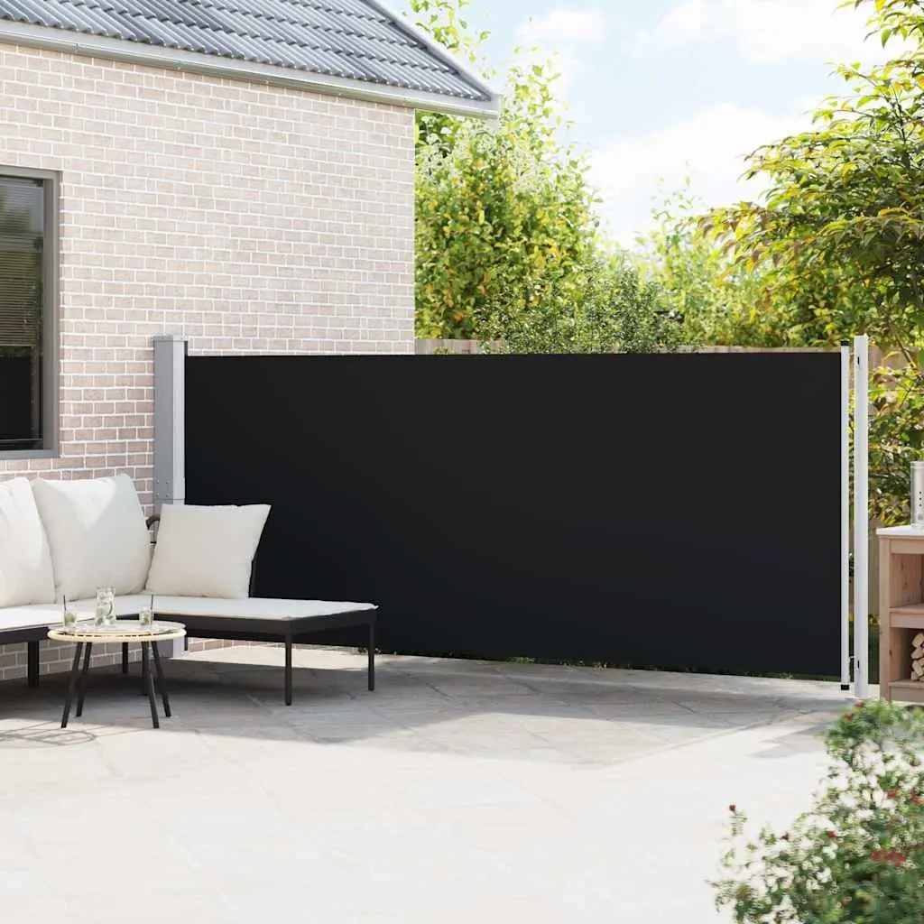 Retractable Awning Garden Shade Privacy Screen Polyester Black 600x160cm Outdoor