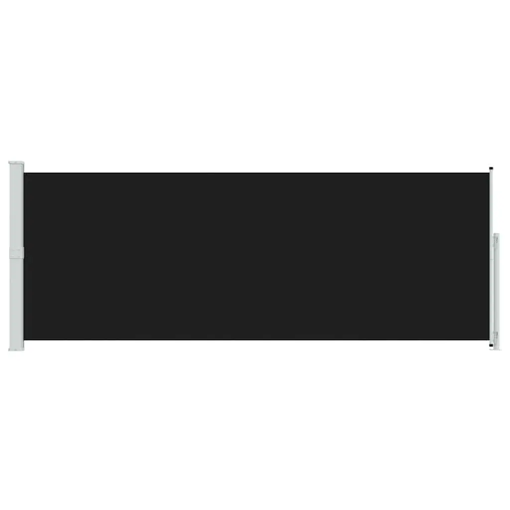 Retractable Side Awning Steel 180x500cm Black Outdoor Privacy Screen Shade