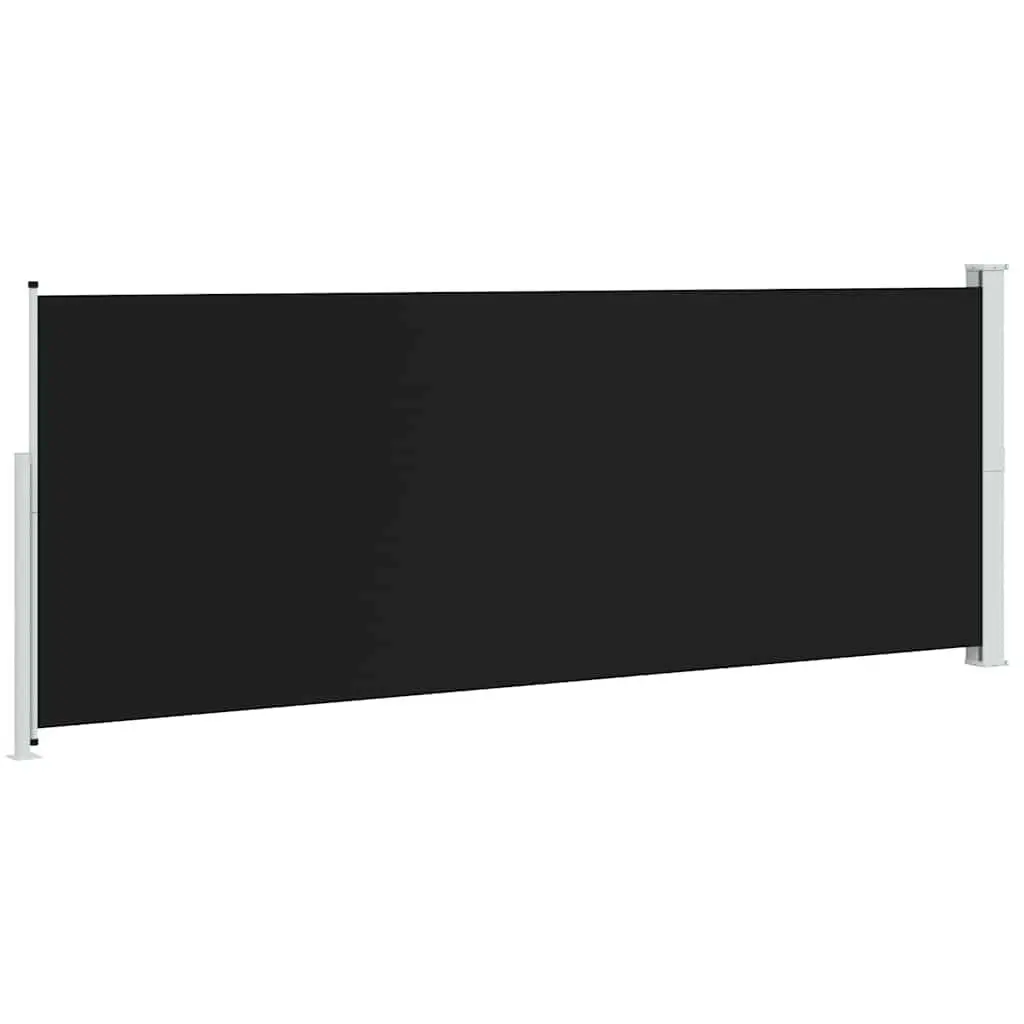 Retractable Side Awning Steel 180x500cm Black Outdoor Privacy Screen Shade