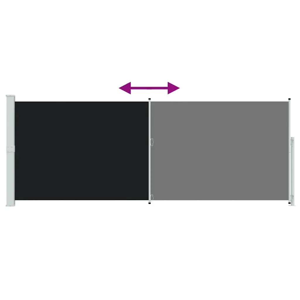 Retractable Side Awning Steel 180x500cm Black Outdoor Privacy Screen Shade