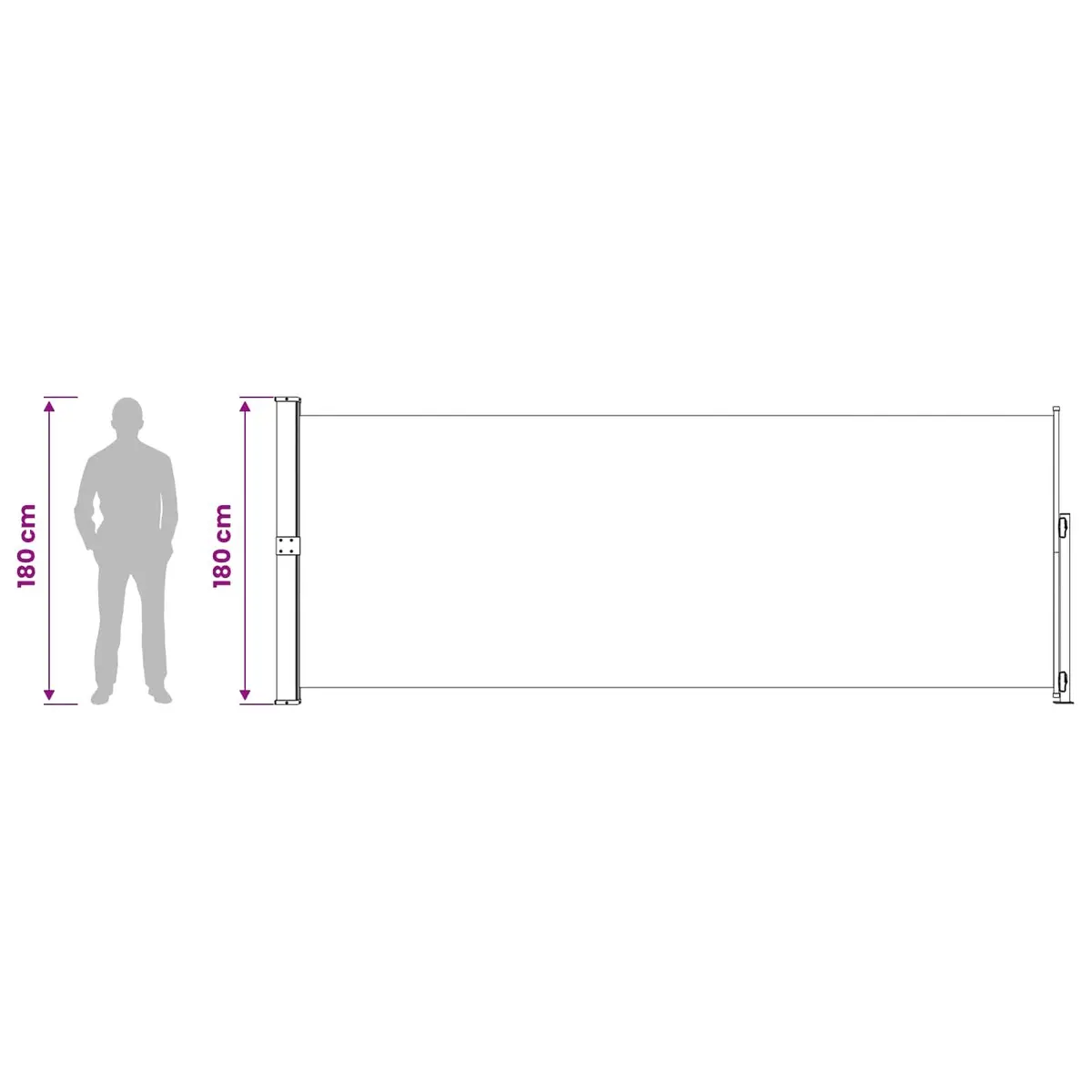 Retractable Awning for Patio Grey Polyester 180x500cm Outdoor Privacy Screen Wind Protection