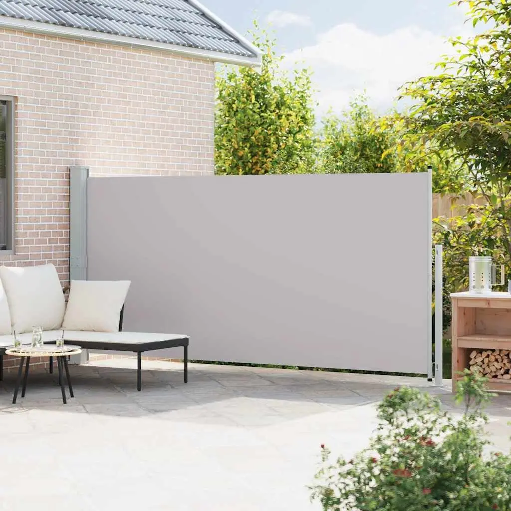 Retractable Awning for Patio Grey Polyester 180x500cm Outdoor Privacy Screen Wind Protection