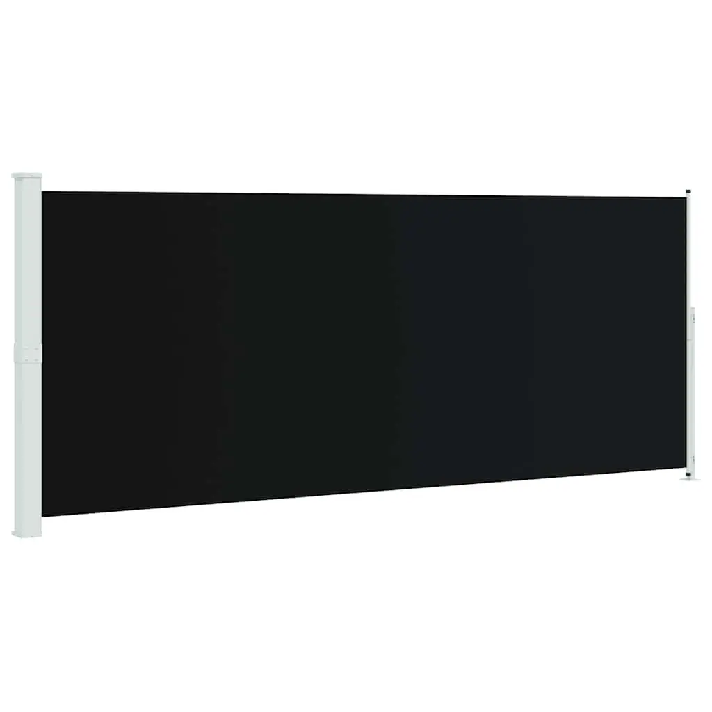 Retractable Awning Privacy Screen Black 200x500cm UV Resistant Water Resistant Tear Resistant Polyester for Patio Garden Outdoor