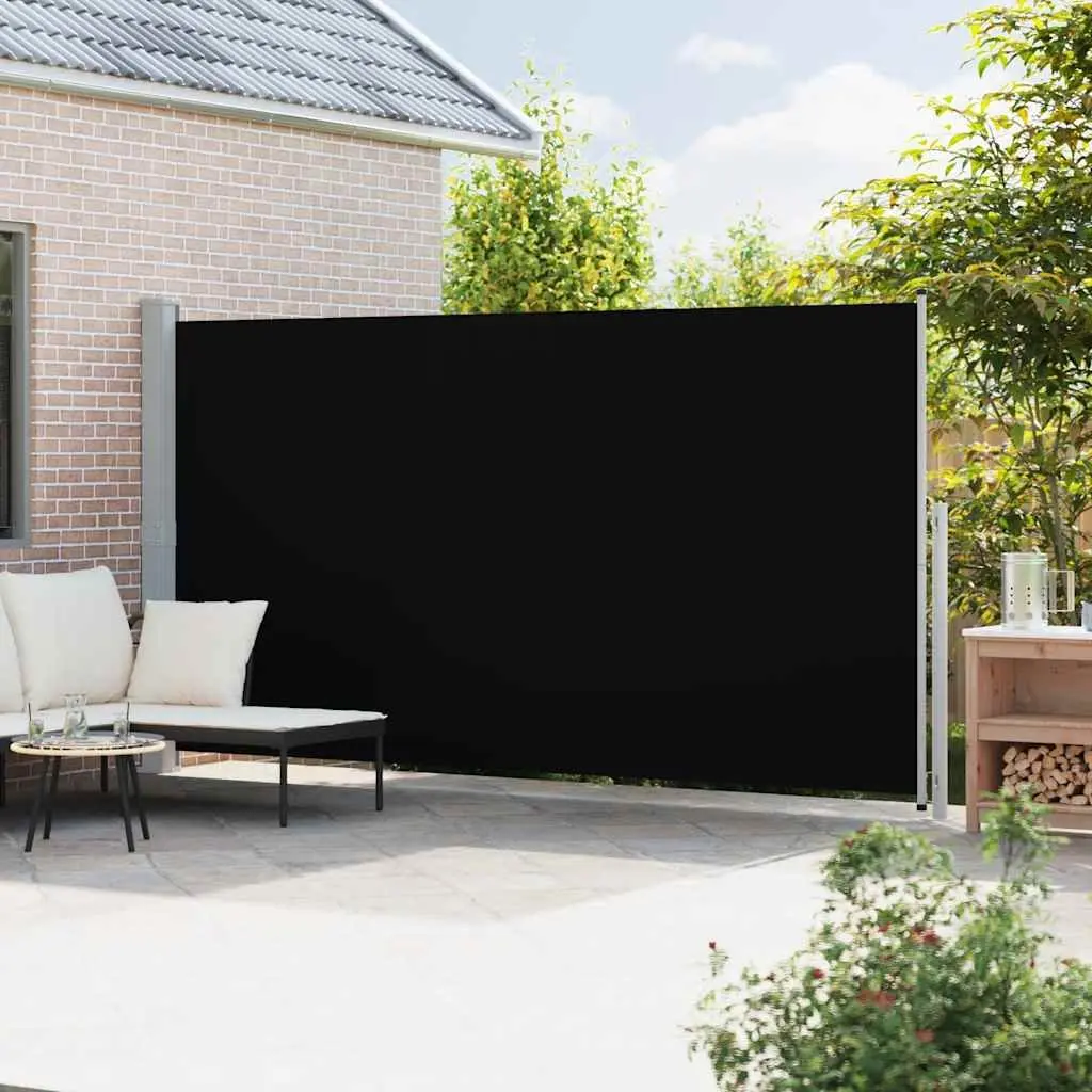 Retractable Awning Privacy Screen Black 200x500cm UV Resistant Water Resistant Tear Resistant Polyester for Patio Garden Outdoor