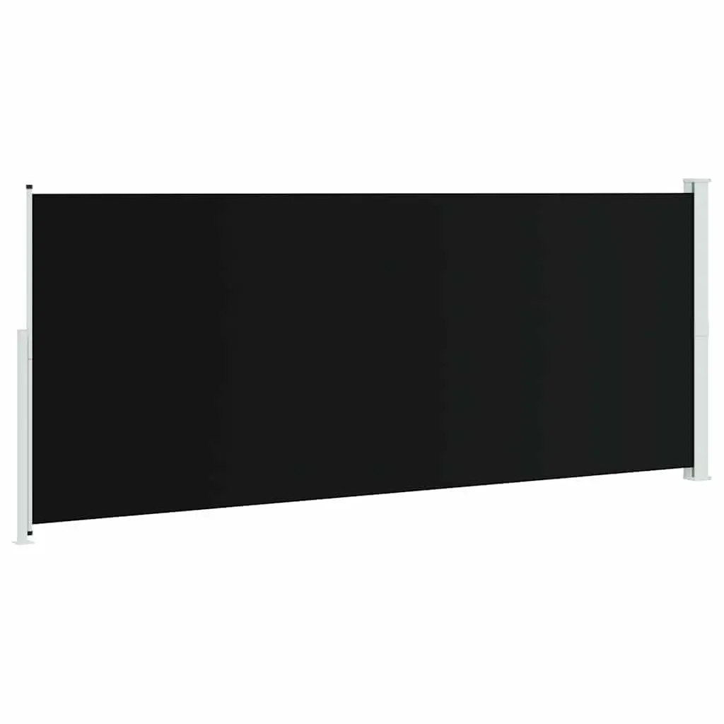 Retractable Awning Privacy Screen Black 200x500cm UV Resistant Water Resistant Tear Resistant Polyester for Patio Garden Outdoor