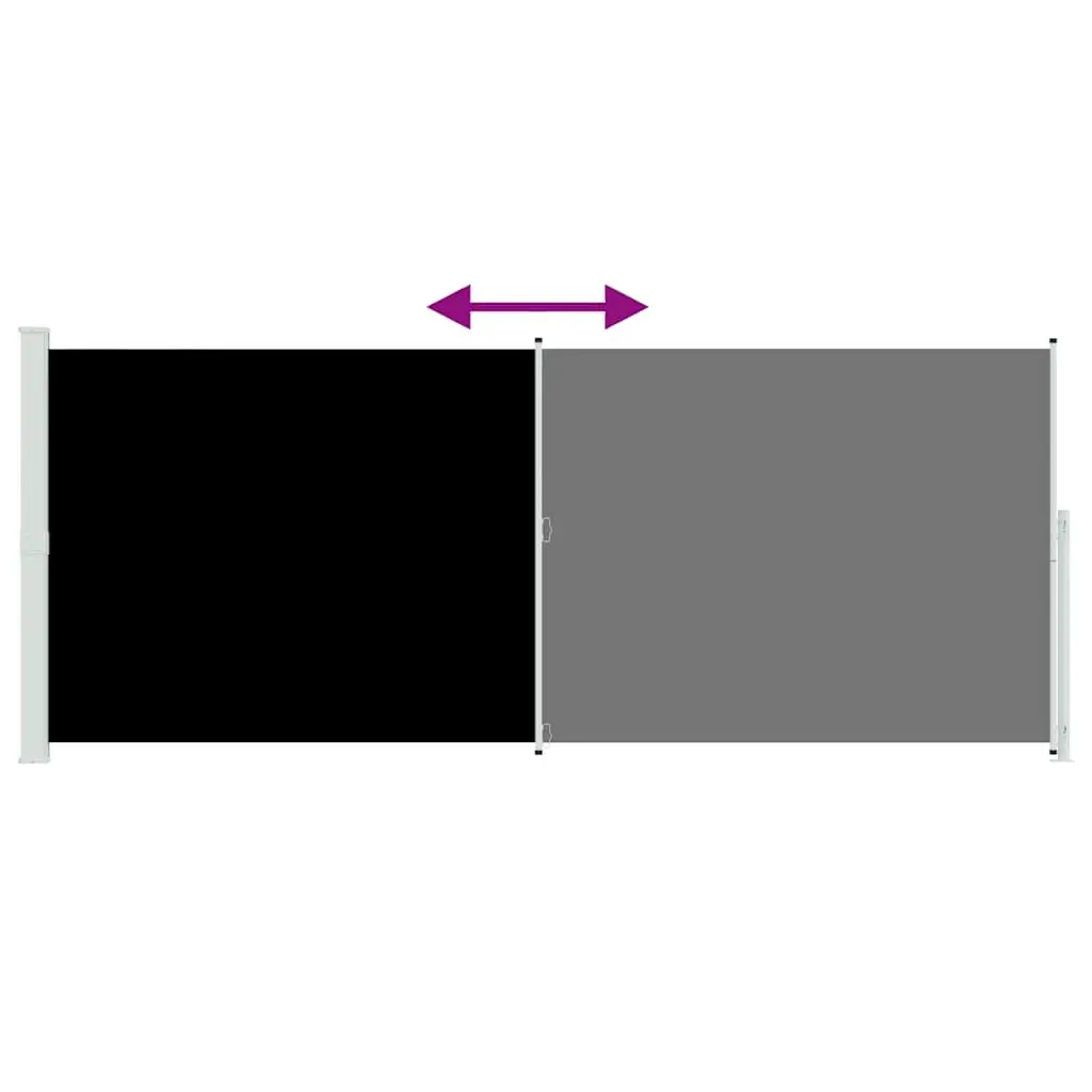 Retractable Awning Privacy Screen Black 200x500cm UV Resistant Water Resistant Tear Resistant Polyester for Patio Garden Outdoor