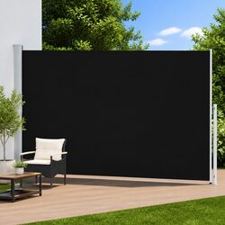 Patio Retractable Side Awning 220x500cm Black Outdoor Privacy Screen Sunshade