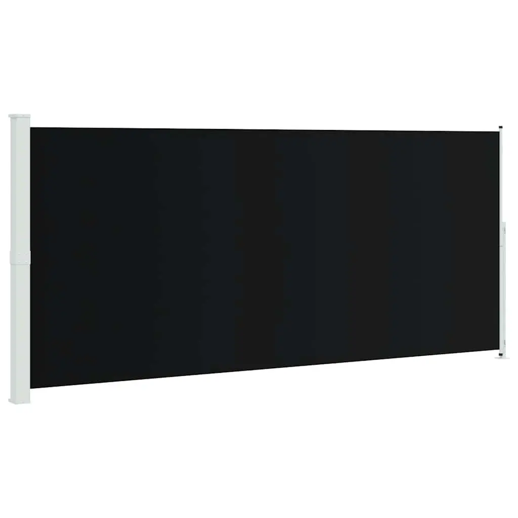 Retractable Side Awning Polyester 220x500cm Black Outdoor Privacy Screen Sunshade