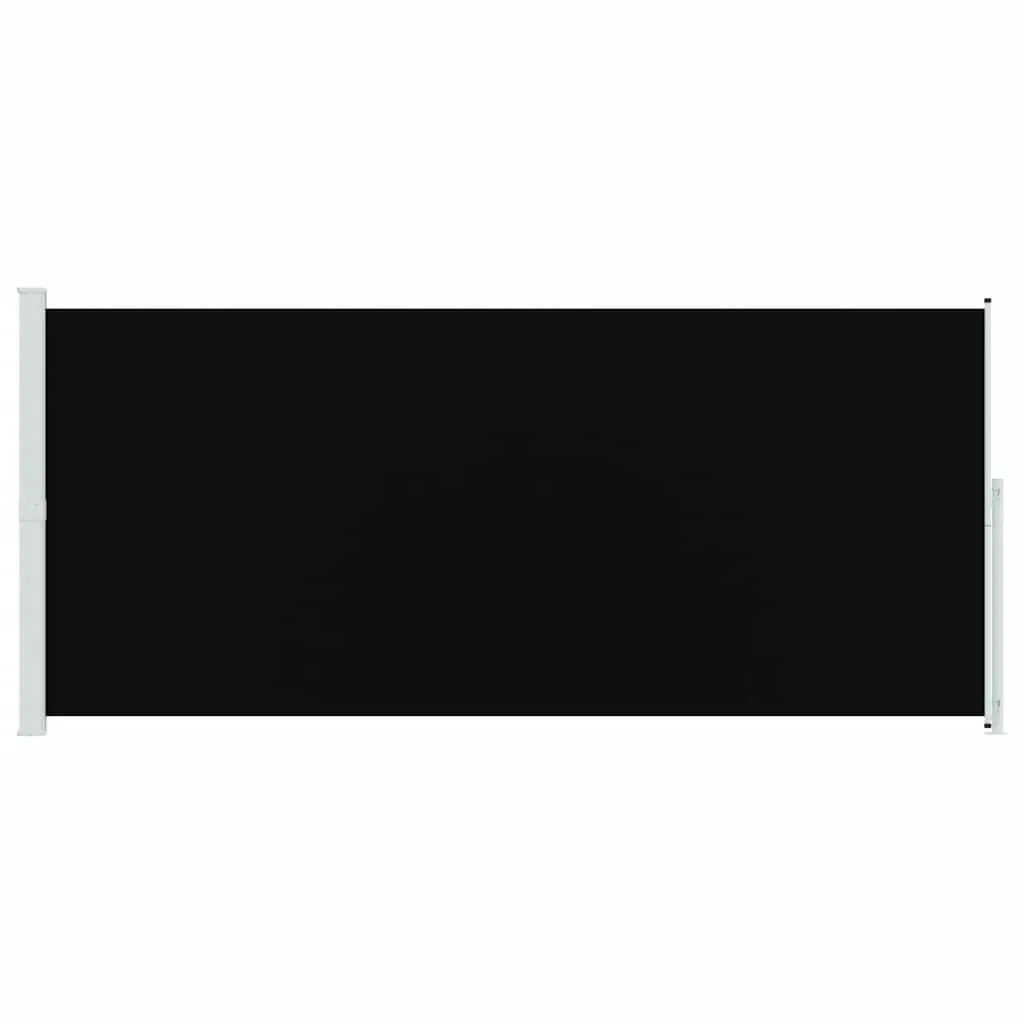Retractable Side Awning Polyester 220x500cm Black Outdoor Privacy Screen Sunshade