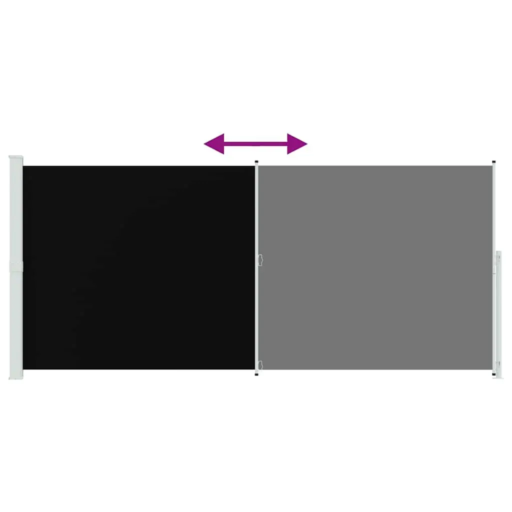 Retractable Side Awning Polyester 220x500cm Black Outdoor Privacy Screen Sunshade