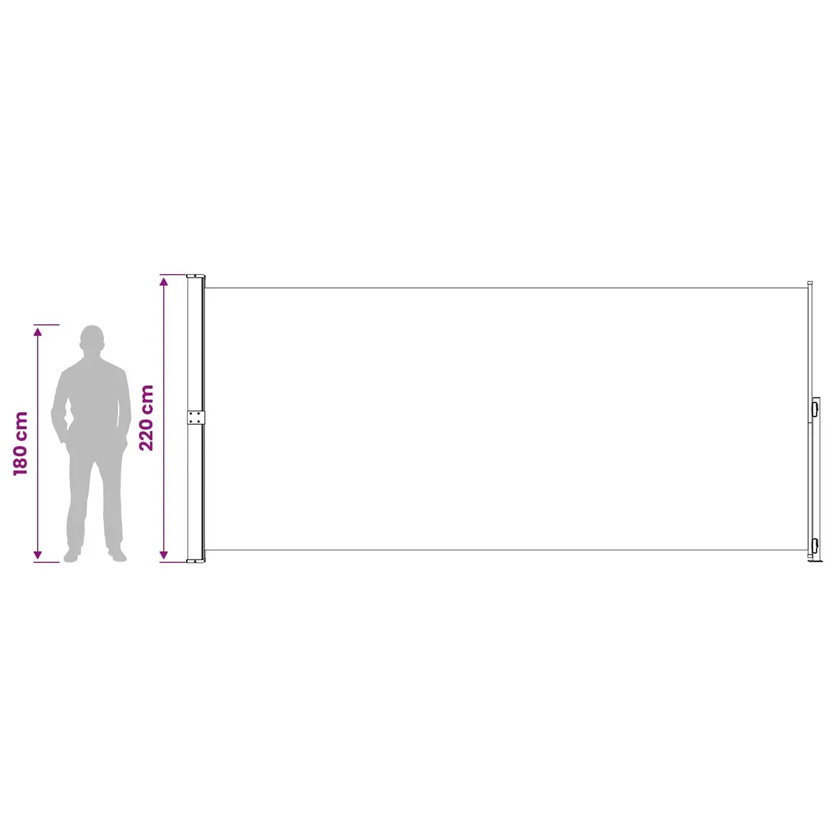 Retractable Side Awning Outdoor Privacy Screen 220x500cm Polyester Cream Steel