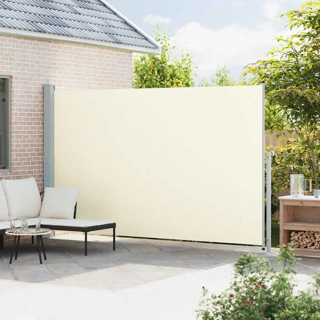Retractable Side Awning Outdoor Privacy Screen 220x500cm Polyester Cream Steel