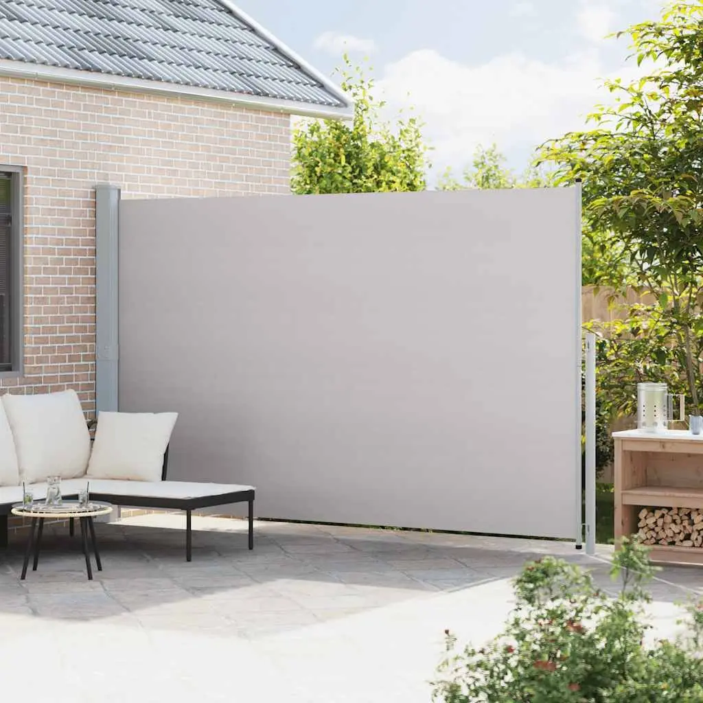 Side Awning Outdoor Grey 220x500cm Retractable Privacy Screen UV Water Tear Resistant