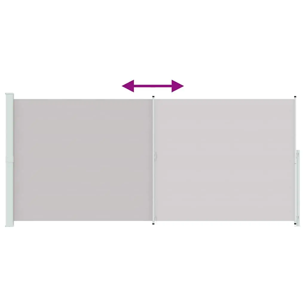 Side Awning Outdoor Grey 220x500cm Retractable Privacy Screen UV Water Tear Resistant