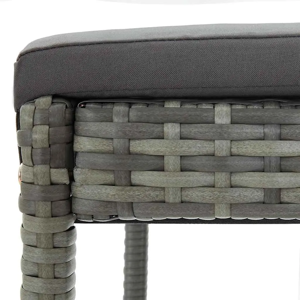Outdoor Bar Stools Poly Rattan Cushioned Set of 2 Grey