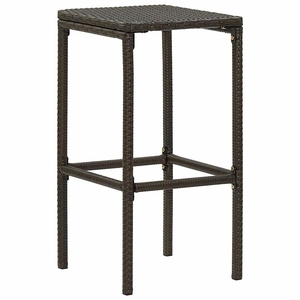 Bar Stools Steel Frame PE Rattan Cushioned Counter Height 3 pcs Brown